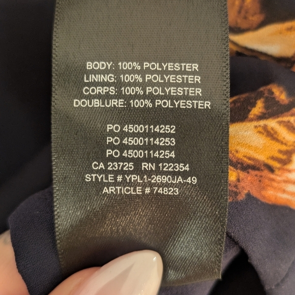 Babaton Murphy Floral Blouse XS | Navy Long Sleeve Fitted Top Aritzia - Picture 8 of 9